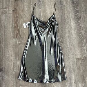 Zara metallic mini dress with rhinestone straps